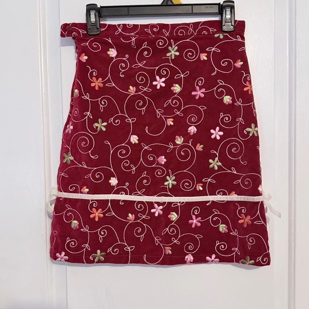 The Children's Place Embroidered Burgundy Floral A-Line Skirt